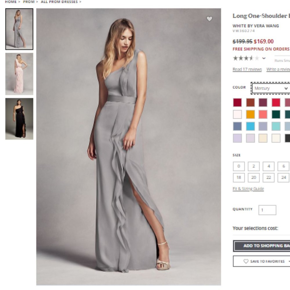 White by Vera Wang Chiffon Bridesmaid Dress